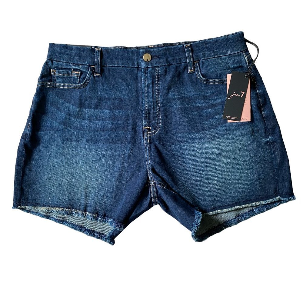 Jen 7 by 7 For All Mankind dark wash blue denim jean mid shorts women's size 12